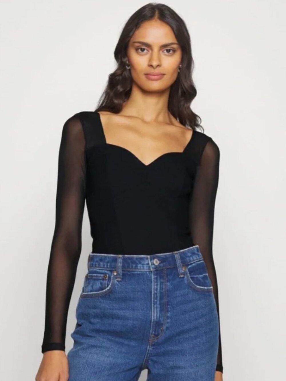 NWT A&F Mesh Long Sleeve Thong Bodysuit